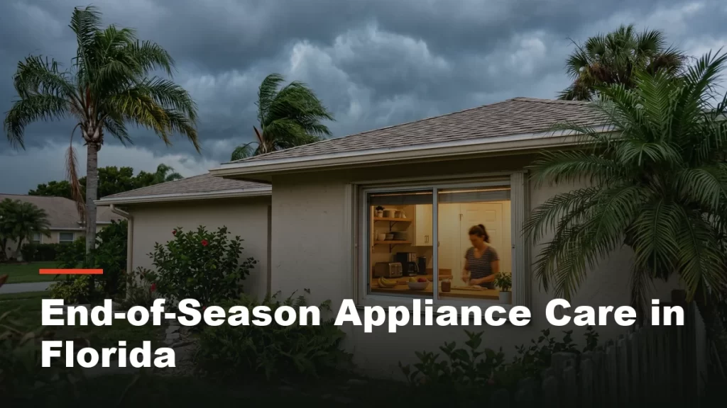 Florida home kitchen window with storm clouds gathering outside