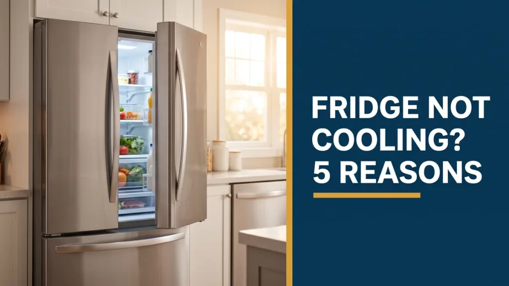 Open stainless french-door refrigerator in a Florida kitchen, illustrating a fridge not cooling