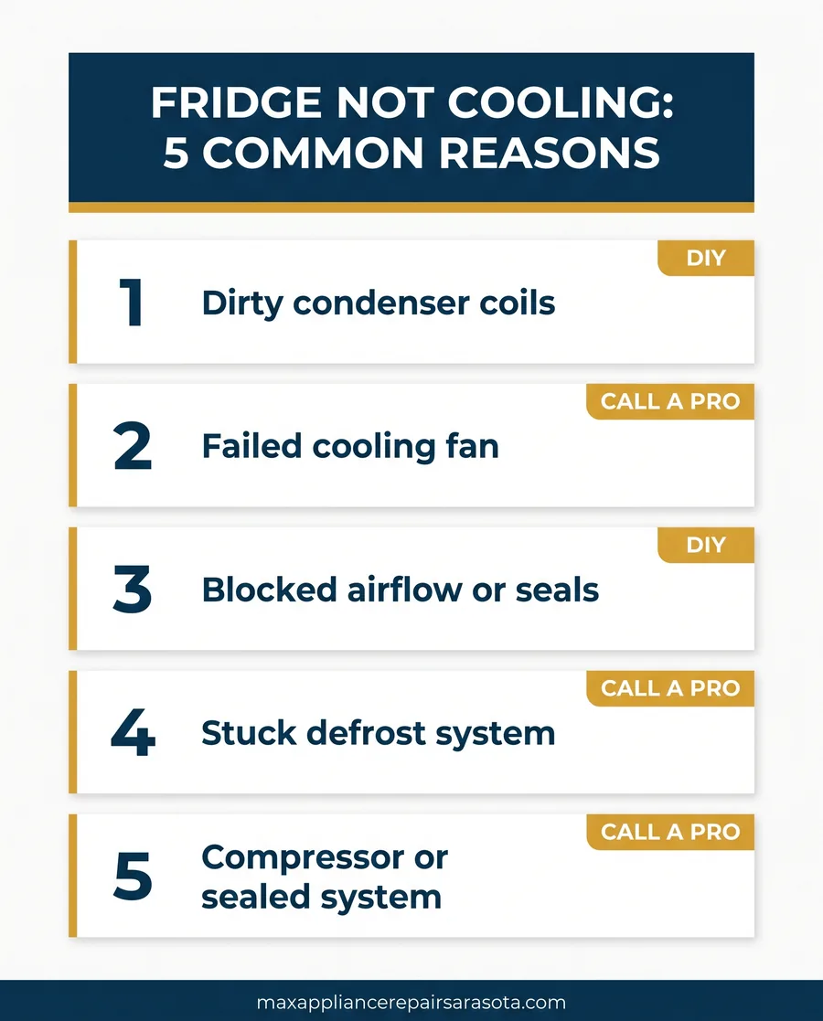 max appliance fridge not cooling infographic