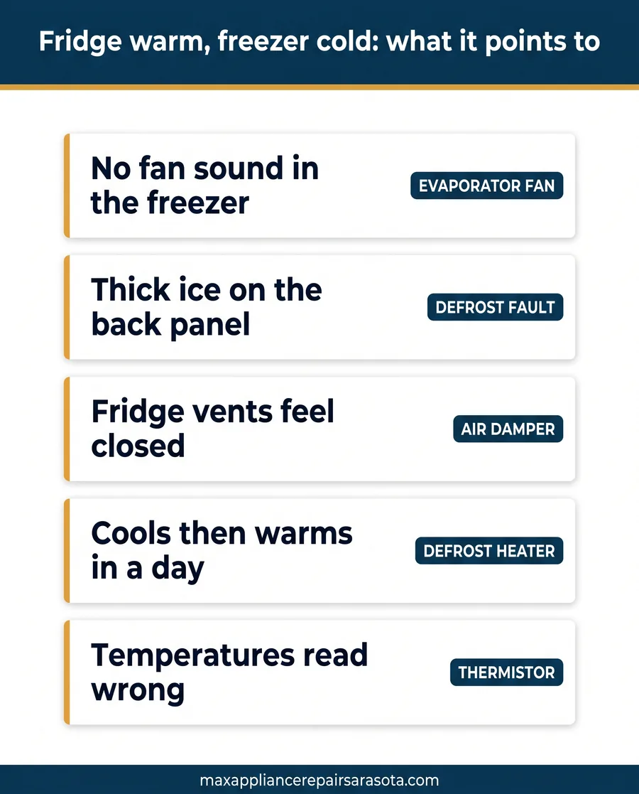 refrigerator not cooling but freezer is points